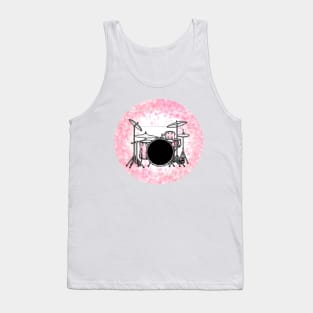 Floral Drum Kit Japanese Cherry Blossom Drummer Musician Tank Top